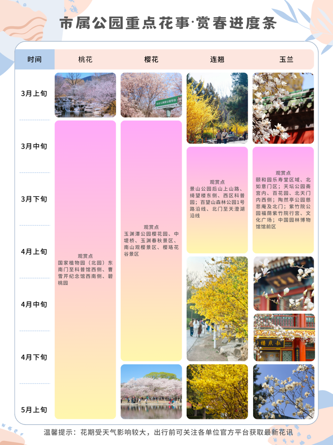 市属公园重点花事·赏春进度条