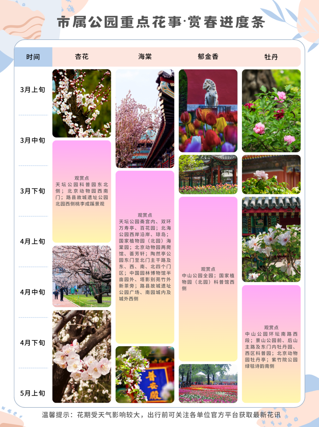 市属公园重点花事·赏春进度条