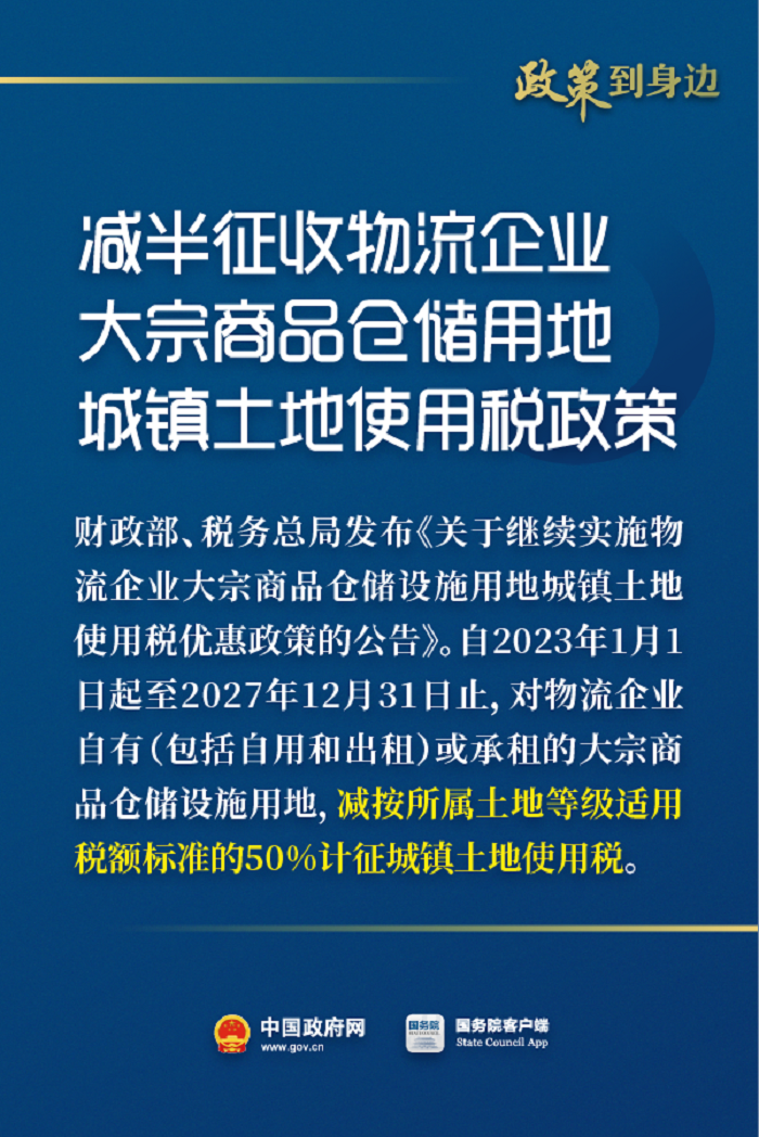 减半征收物流企业大宗商品仓储用地城镇土地使用税政策.png